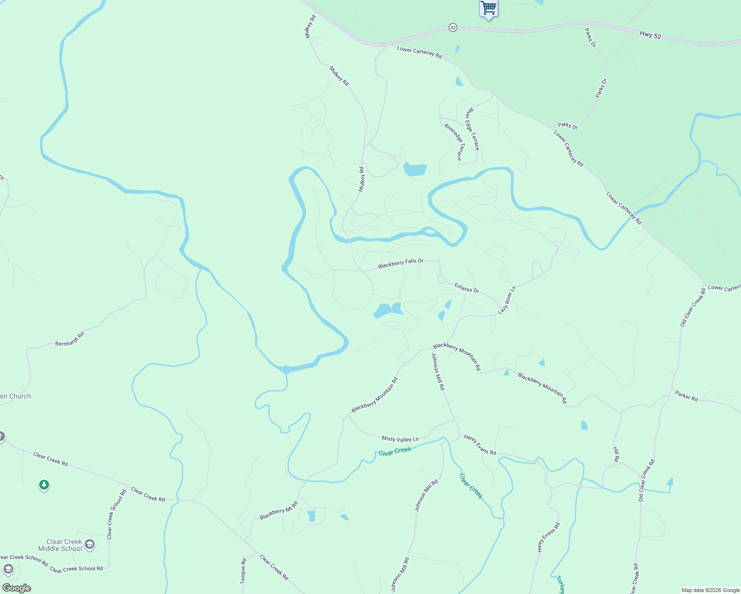 map of restaurants, bars, coffee shops, grocery stores, and more near Blackberry Mountain Dr in Ellijay