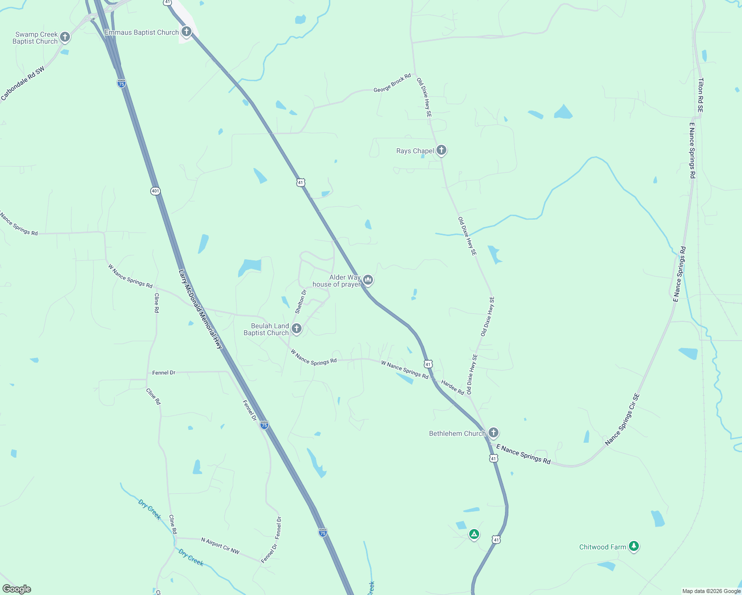 map of restaurants, bars, coffee shops, grocery stores, and more near 4731 South Dixie Highway in Resaca