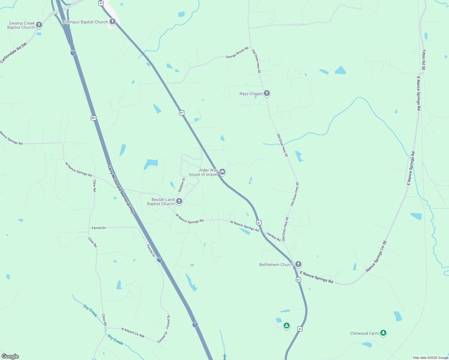 map of restaurants, bars, coffee shops, grocery stores, and more near 4731 South Dixie Highway in Resaca