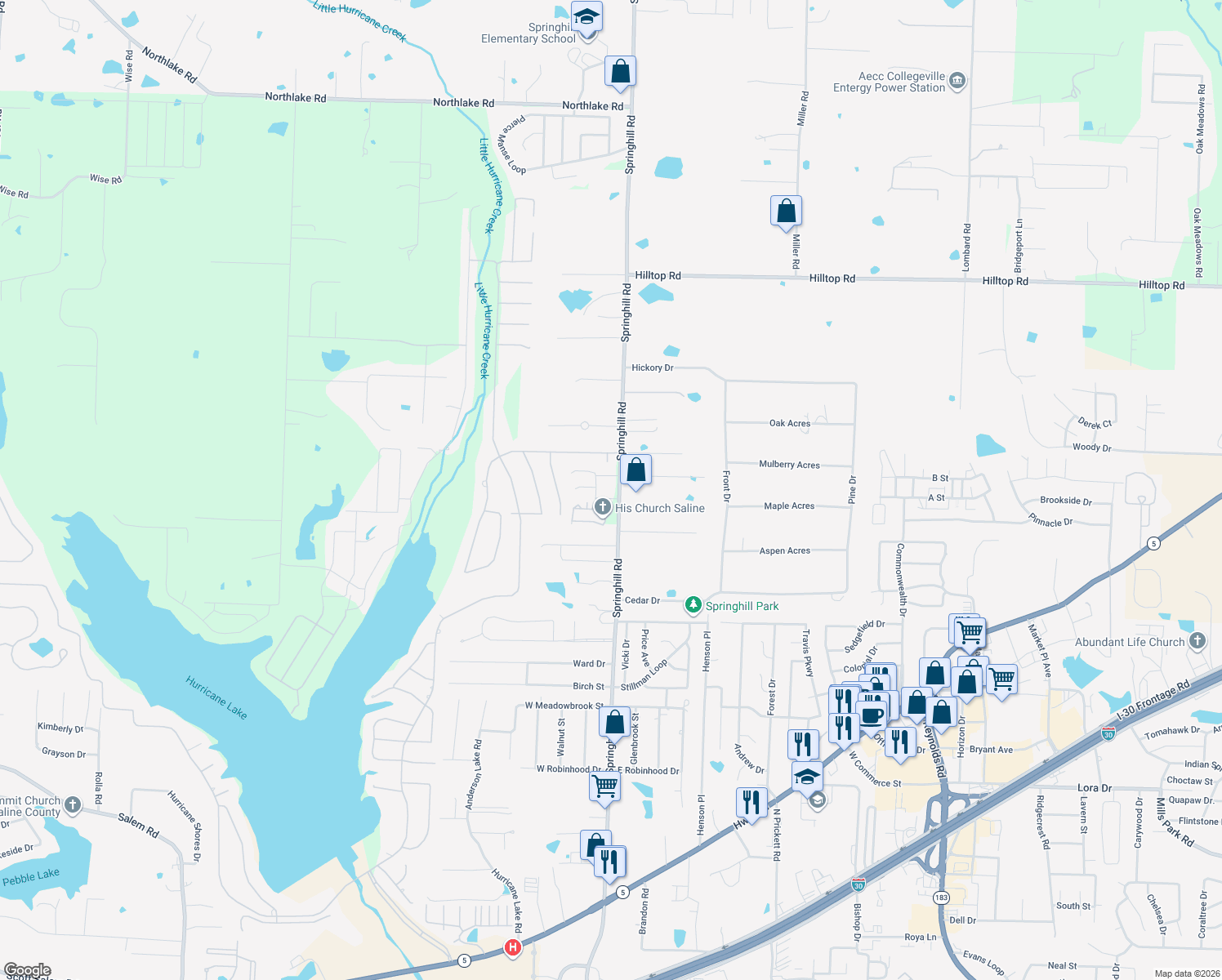map of restaurants, bars, coffee shops, grocery stores, and more near 5550 Village Loop in Benton