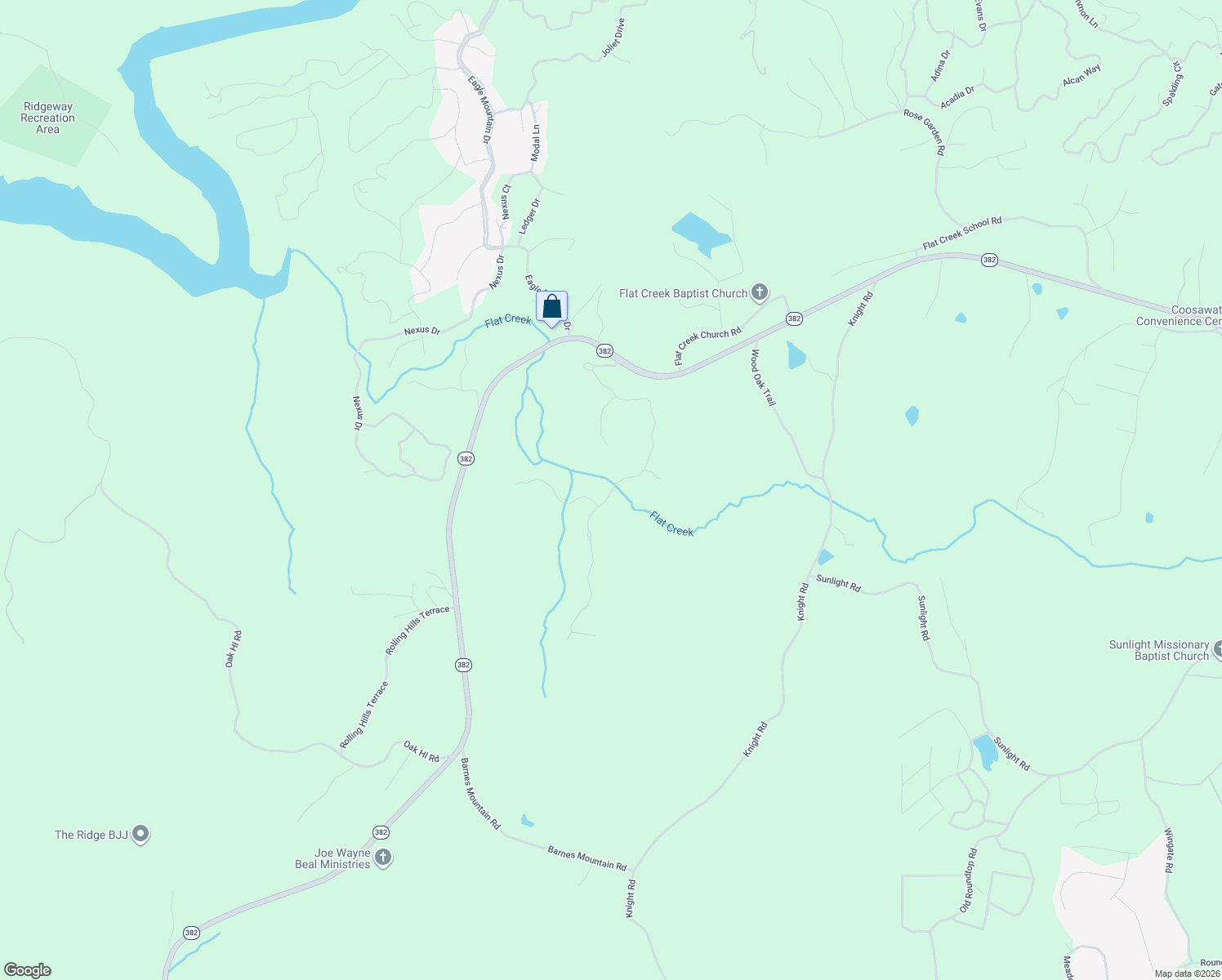 map of restaurants, bars, coffee shops, grocery stores, and more near Bridge Road in Ellijay