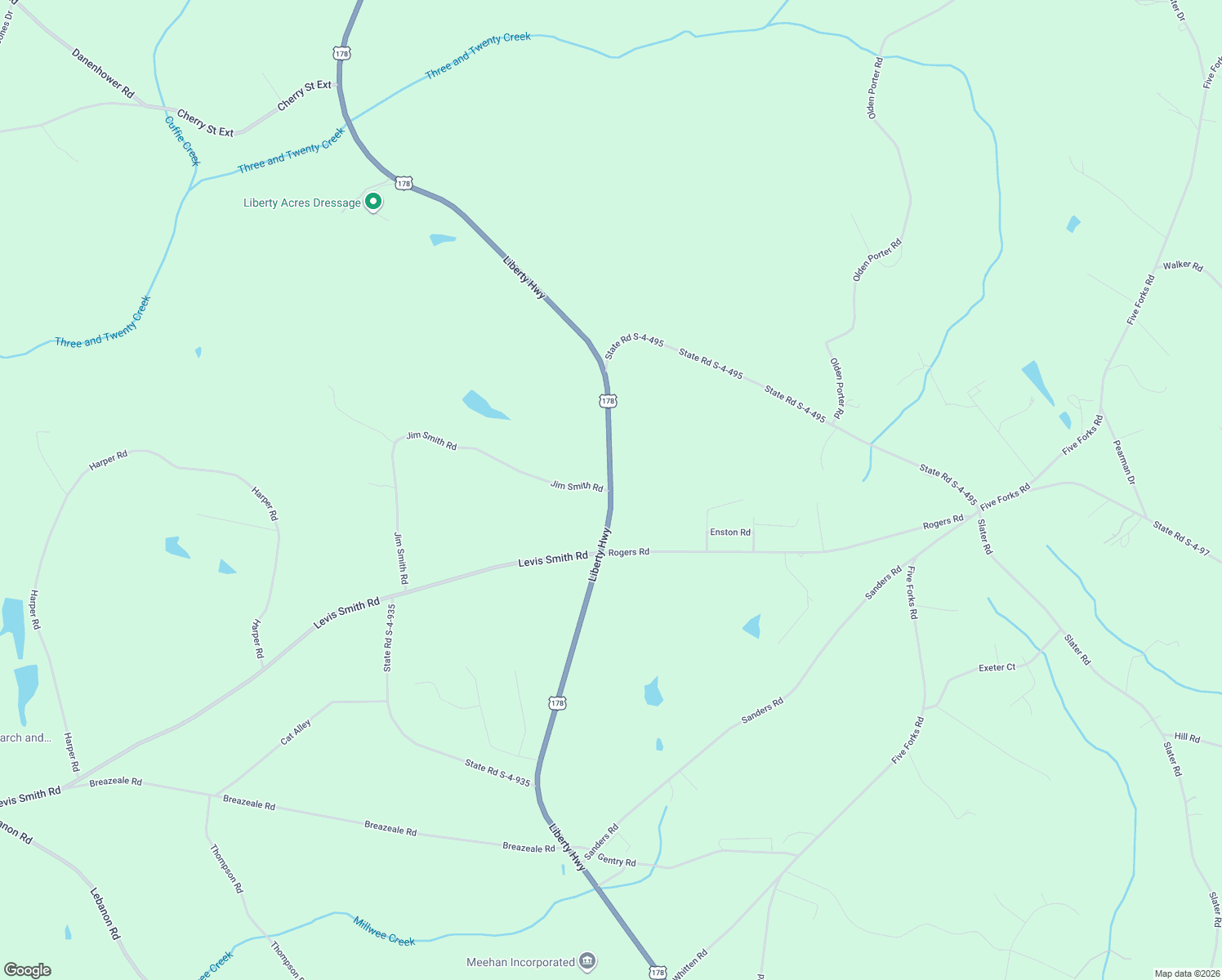map of restaurants, bars, coffee shops, grocery stores, and more near 5916 Liberty Highway in Pendleton
