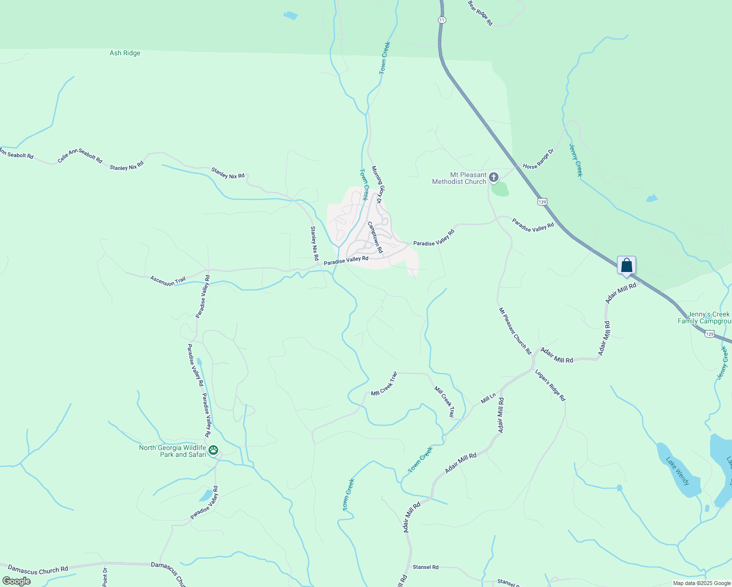 map of restaurants, bars, coffee shops, grocery stores, and more near 206 Running Deer Road in Cleveland