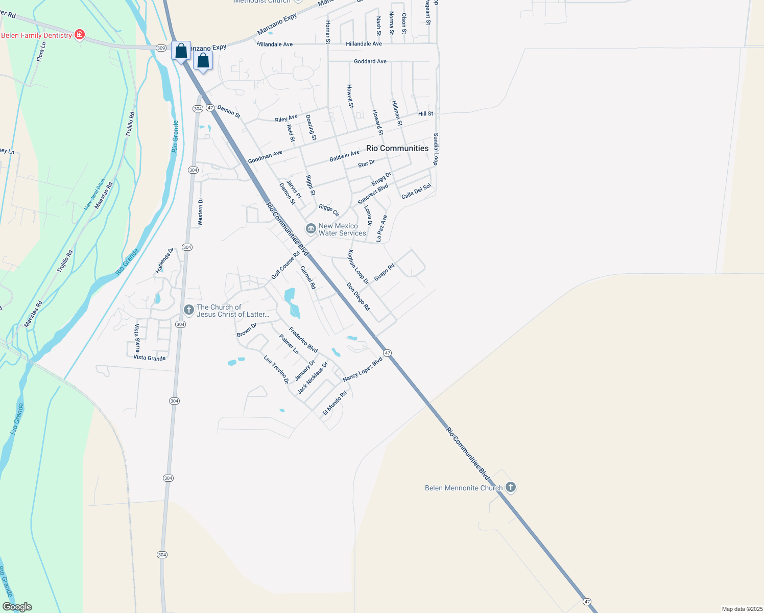 map of restaurants, bars, coffee shops, grocery stores, and more near 1359 Kaghan Loop Drive in Belen