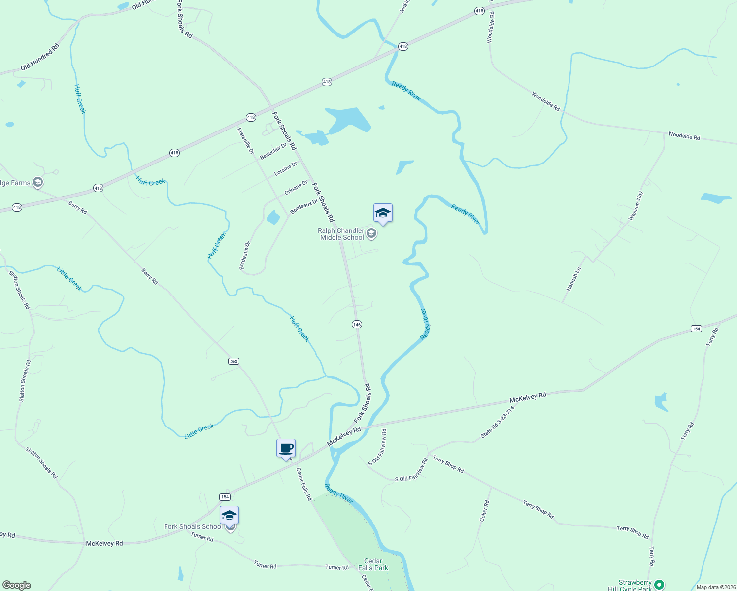 map of restaurants, bars, coffee shops, grocery stores, and more near 4335 Fork Shoals Road in Simpsonville
