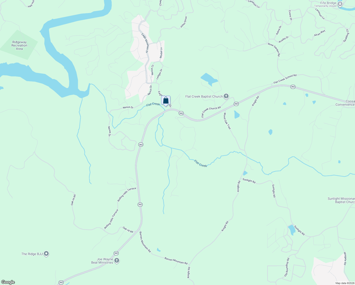 map of restaurants, bars, coffee shops, grocery stores, and more near 481 Bridge Road in Ellijay