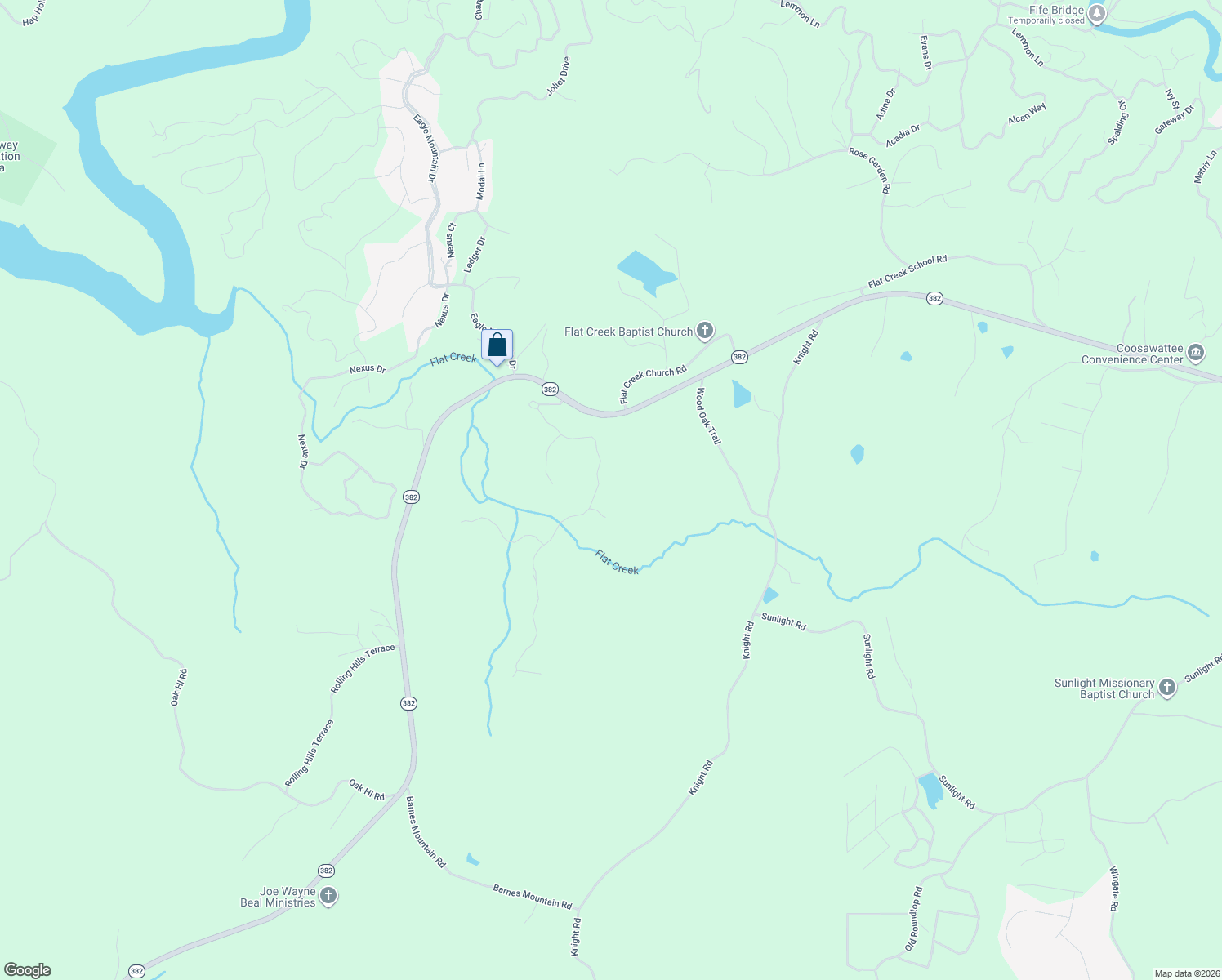 map of restaurants, bars, coffee shops, grocery stores, and more near 481 Bridge Road in Ellijay