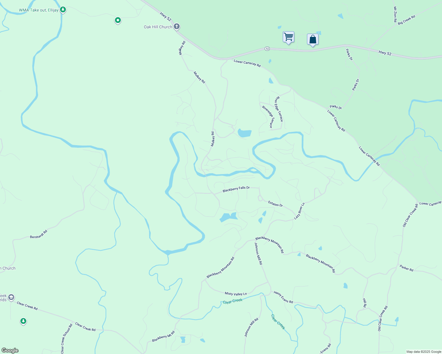 map of restaurants, bars, coffee shops, grocery stores, and more near 58 Blackberry Falls Court in Ellijay