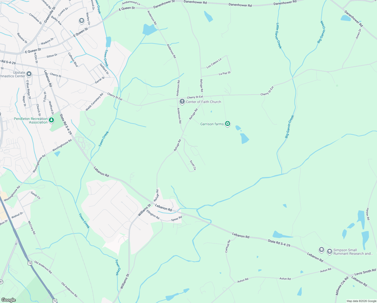 map of restaurants, bars, coffee shops, grocery stores, and more near 135 Scott Circle in Pendleton