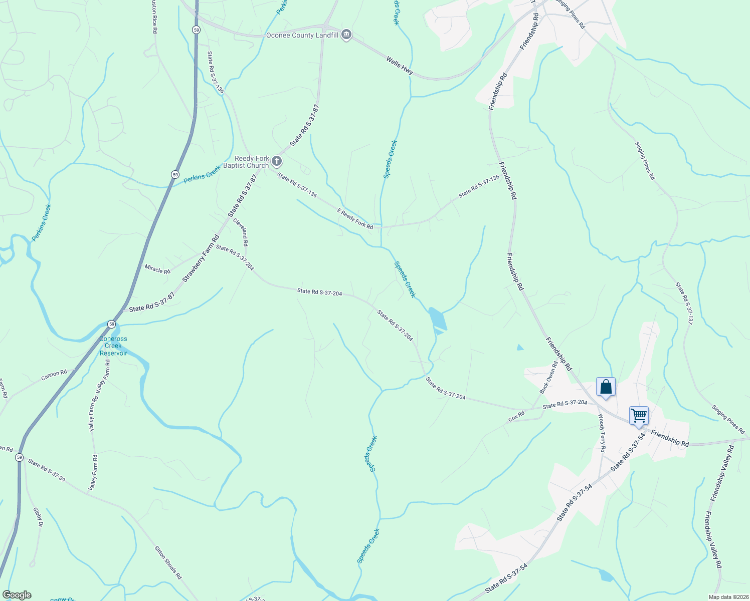 map of restaurants, bars, coffee shops, grocery stores, and more near 121 Wild Fern Rd in Seneca
