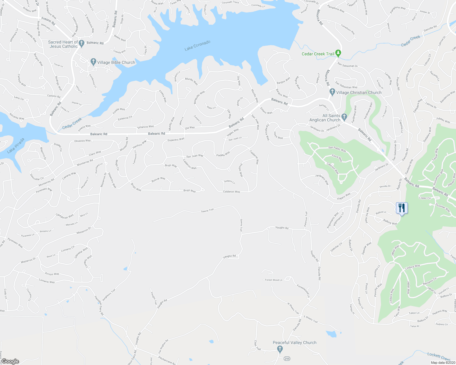 map of restaurants, bars, coffee shops, grocery stores, and more near 8 Suspiro Lane in Hot Springs Village