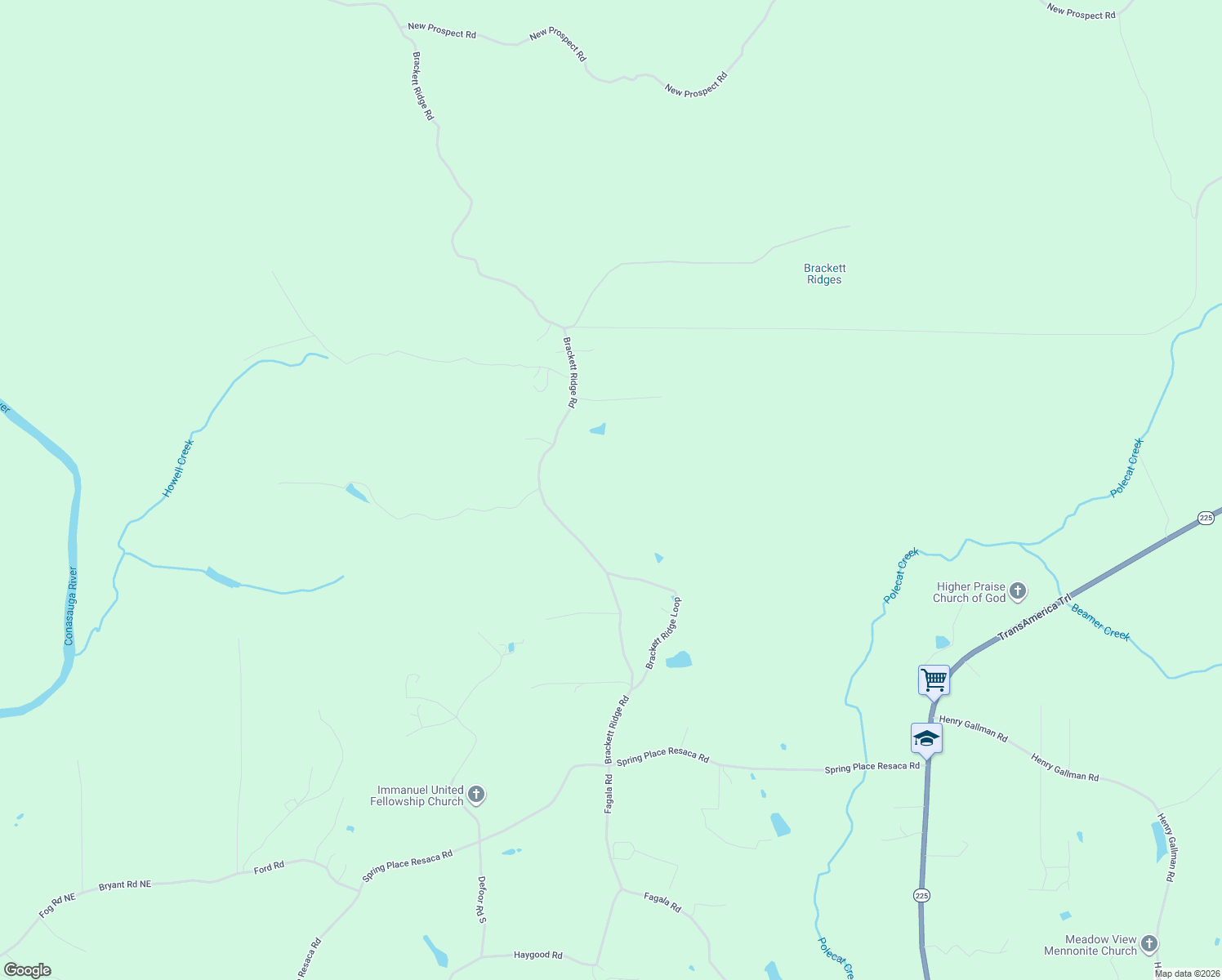map of restaurants, bars, coffee shops, grocery stores, and more near 1010 Brackett Ridge Road in Chatsworth