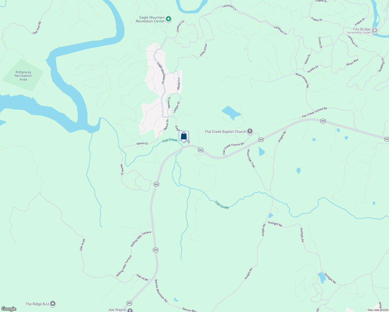 map of restaurants, bars, coffee shops, grocery stores, and more near 90 Bridge Road in Ellijay