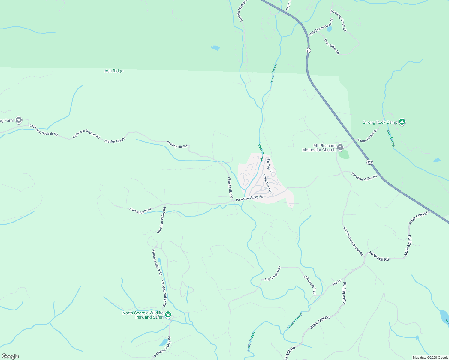 map of restaurants, bars, coffee shops, grocery stores, and more near 233 Stanley Nix Road in Cleveland