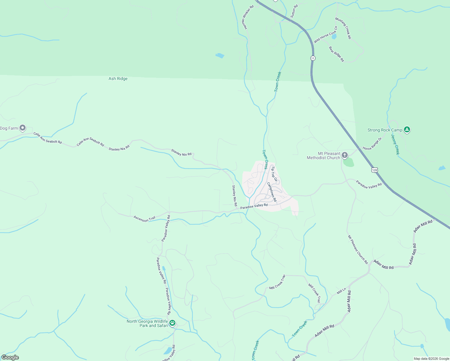 map of restaurants, bars, coffee shops, grocery stores, and more near 233 Stanley Nix Road in Cleveland