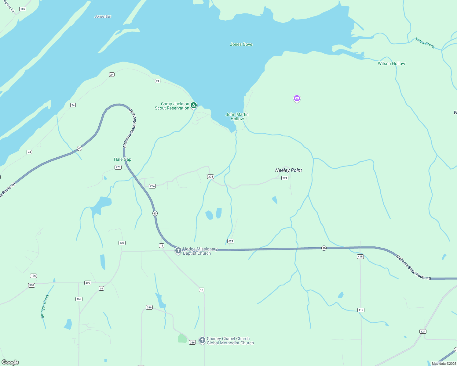 map of restaurants, bars, coffee shops, grocery stores, and more near 716 County Road 224 in Dutton