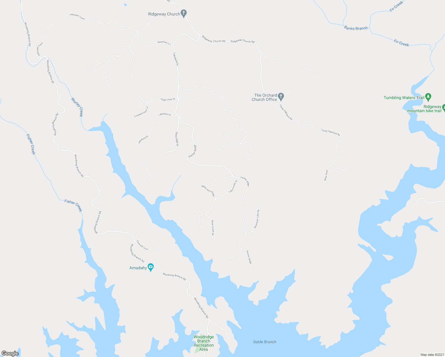 map of restaurants, bars, coffee shops, grocery stores, and more near Honeysuckle Way in Ellijay