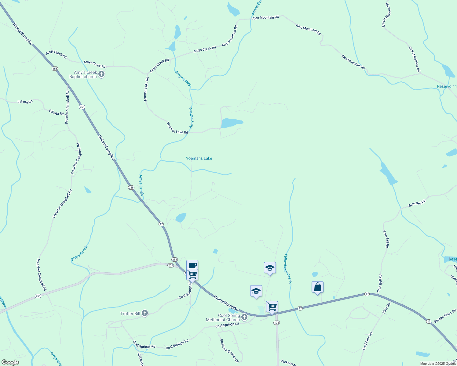 map of restaurants, bars, coffee shops, grocery stores, and more near 847 North Quail Trail in Clarkesville