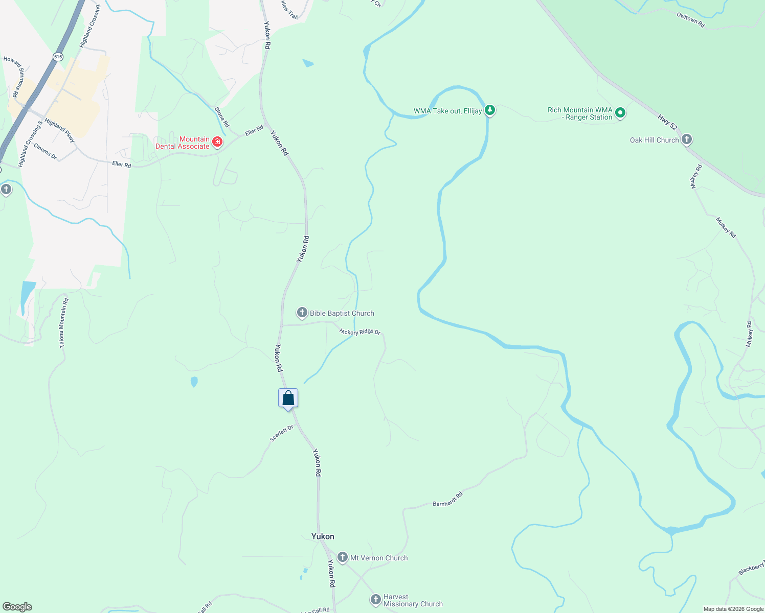 map of restaurants, bars, coffee shops, grocery stores, and more near 201 Hickory Ridge Drive in Ellijay