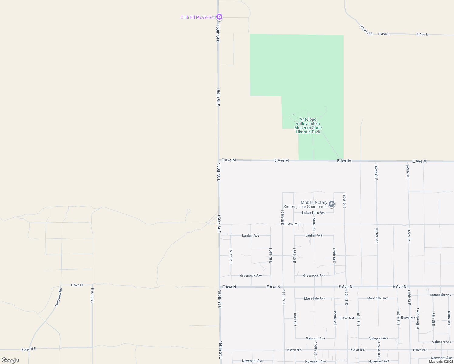 map of restaurants, bars, coffee shops, grocery stores, and more near 150 Avenue M3 in Lancaster