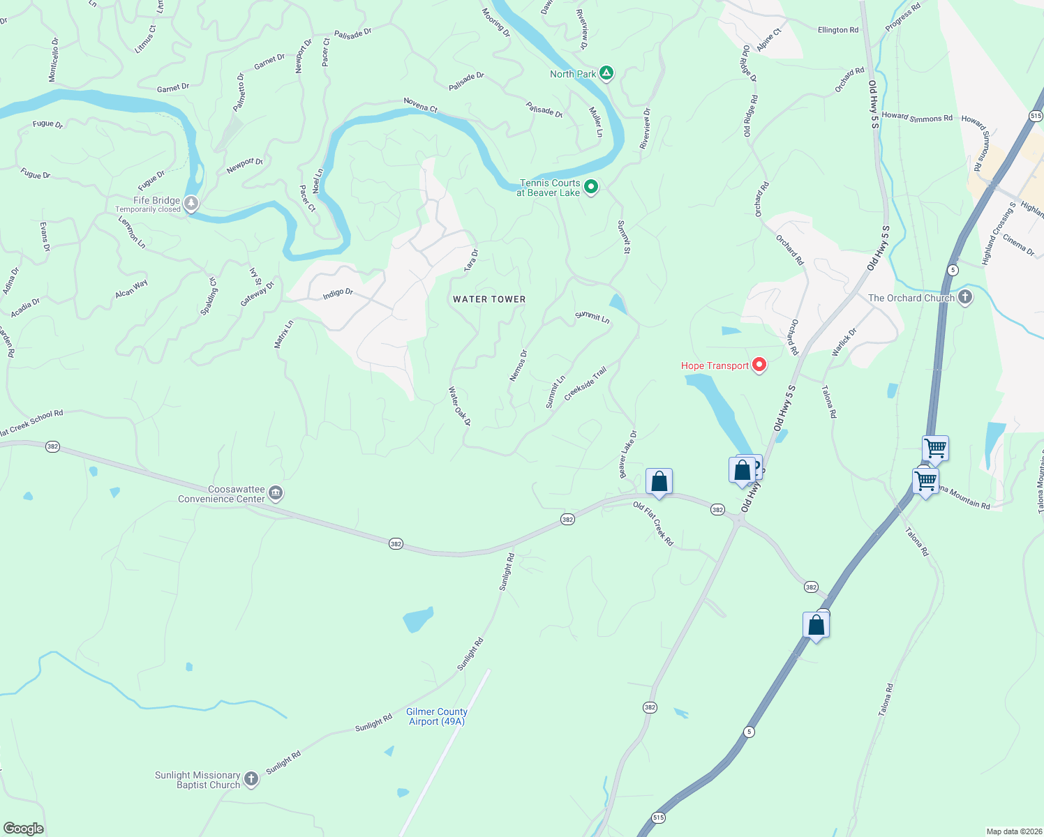 map of restaurants, bars, coffee shops, grocery stores, and more near 363 Nemos Drive in Ellijay