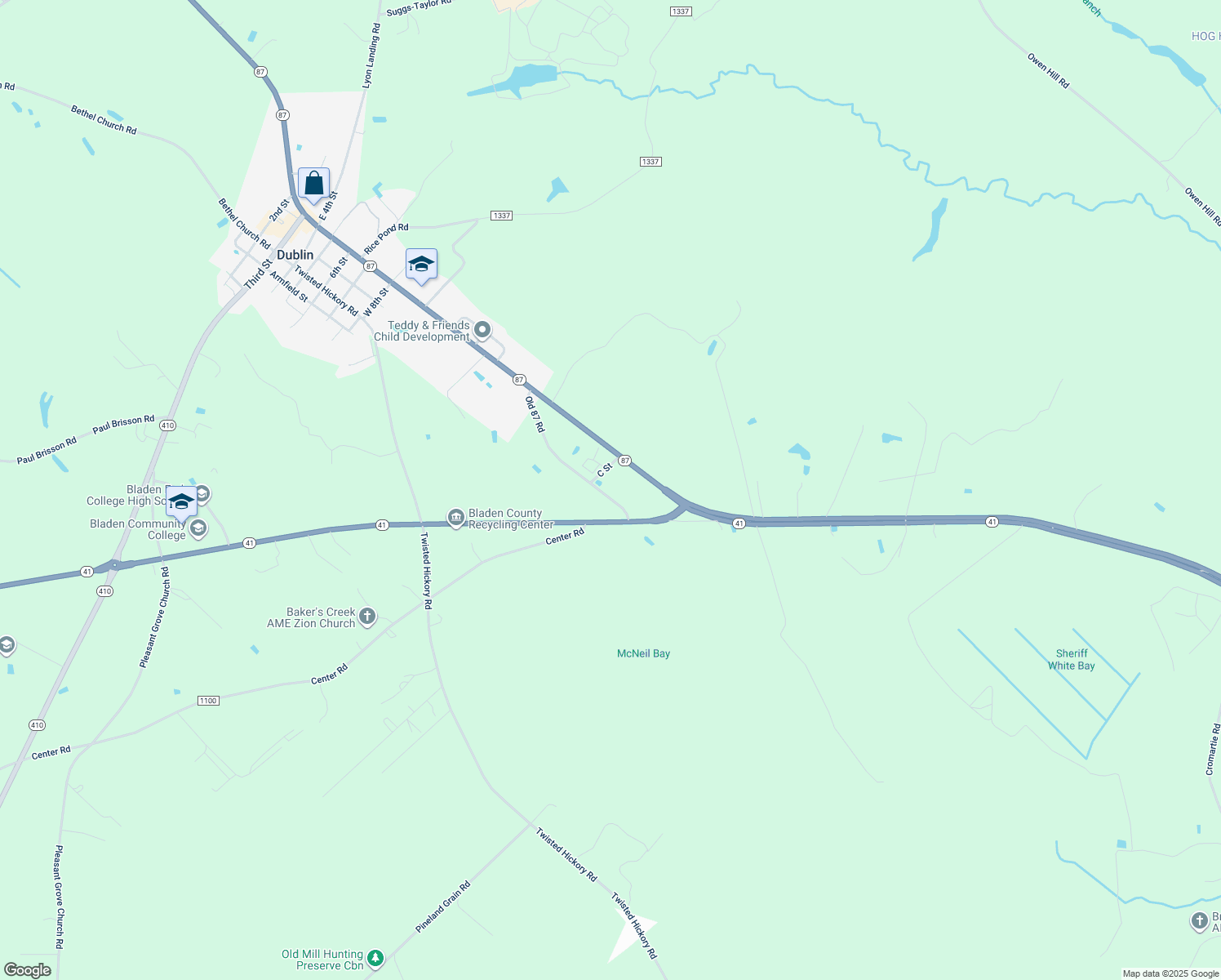 map of restaurants, bars, coffee shops, grocery stores, and more near 399 Old State Highway 87 in Elizabethtown