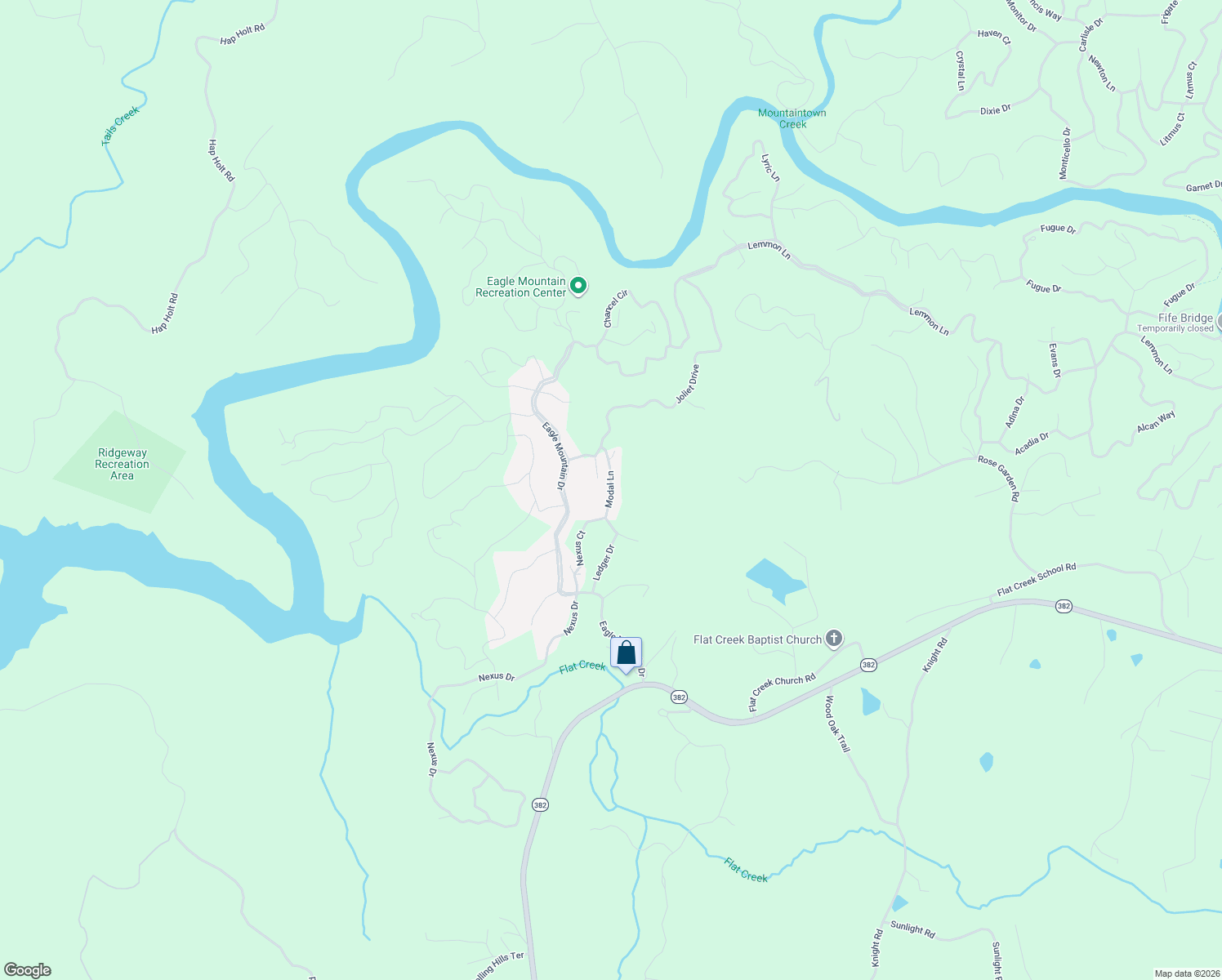 map of restaurants, bars, coffee shops, grocery stores, and more near Modal Lane in Ellijay