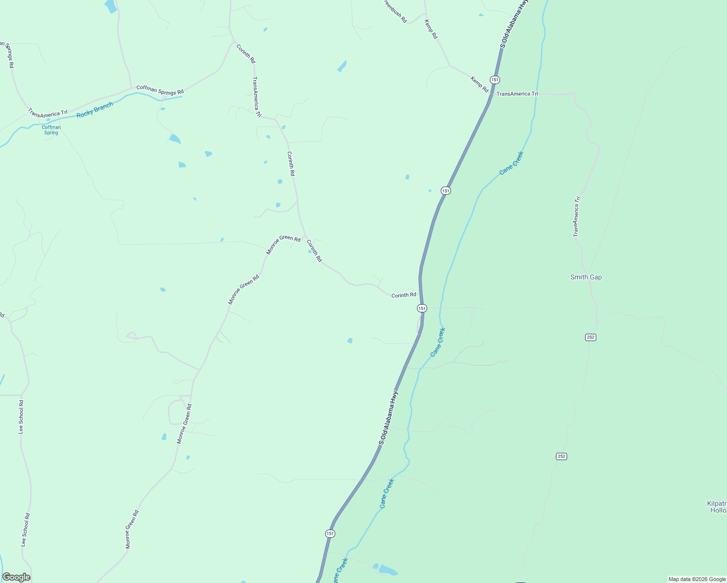 map of restaurants, bars, coffee shops, grocery stores, and more near 4147 Corinth Road in LaFayette