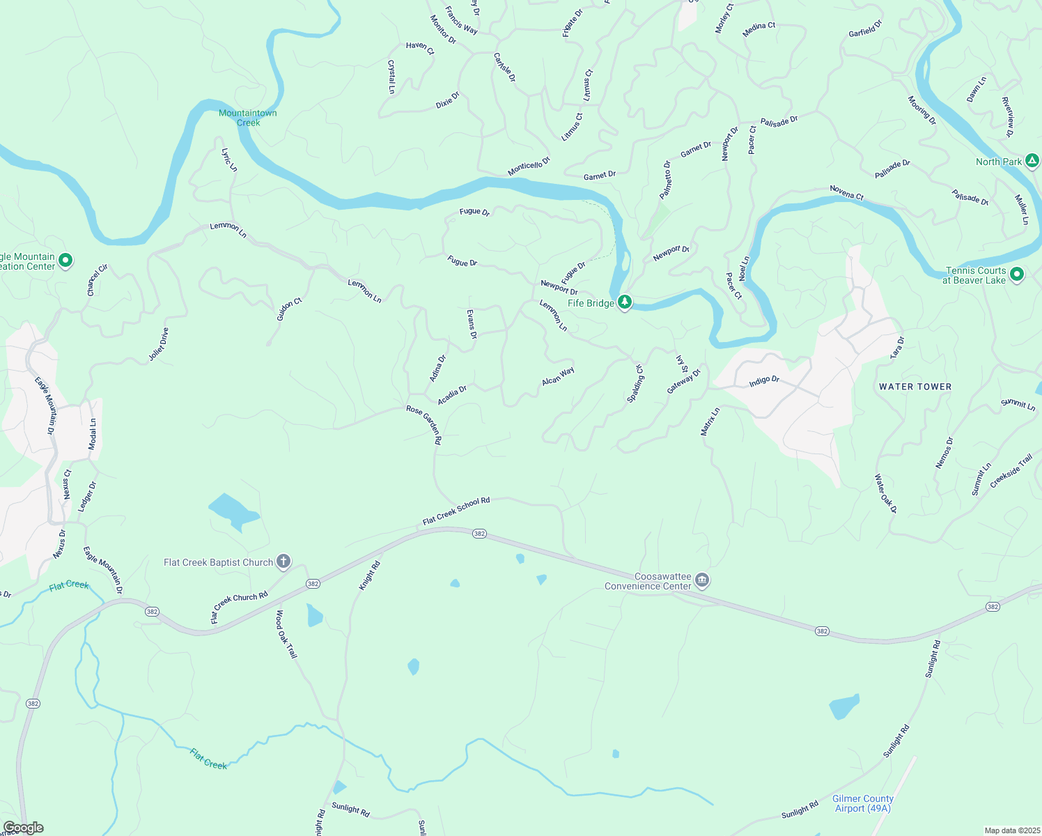 map of restaurants, bars, coffee shops, grocery stores, and more near Alcan Way in Ellijay