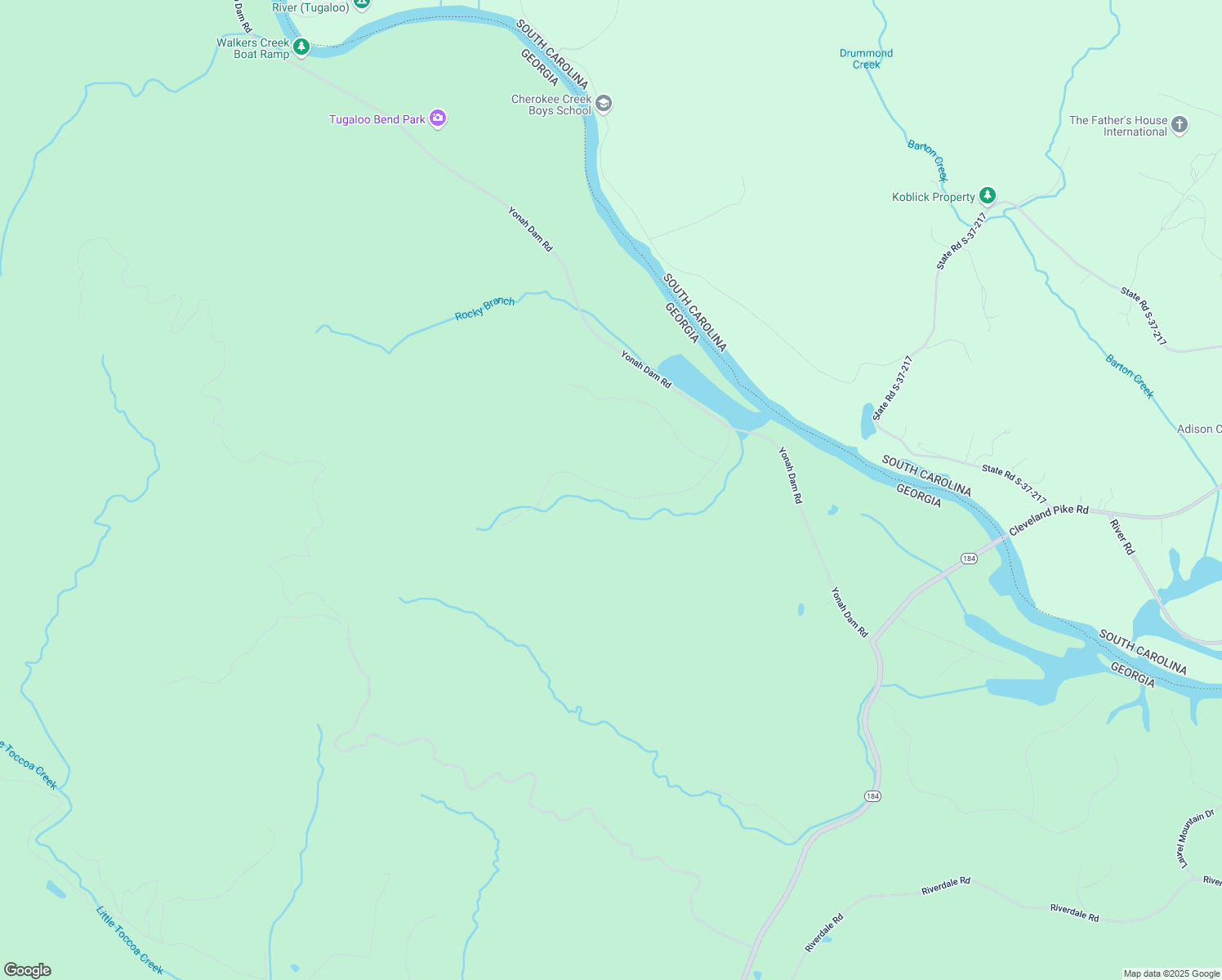 map of restaurants, bars, coffee shops, grocery stores, and more near Beaverdam Road in Toccoa