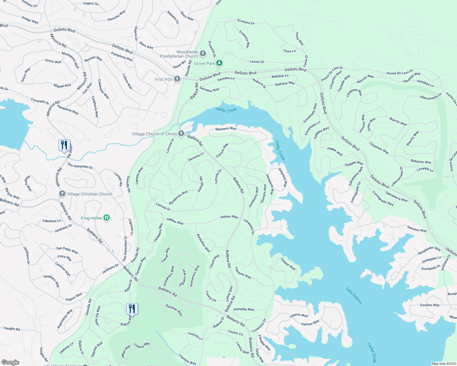 map of restaurants, bars, coffee shops, grocery stores, and more near 33 Ciclamor Way in Hot Springs Village
