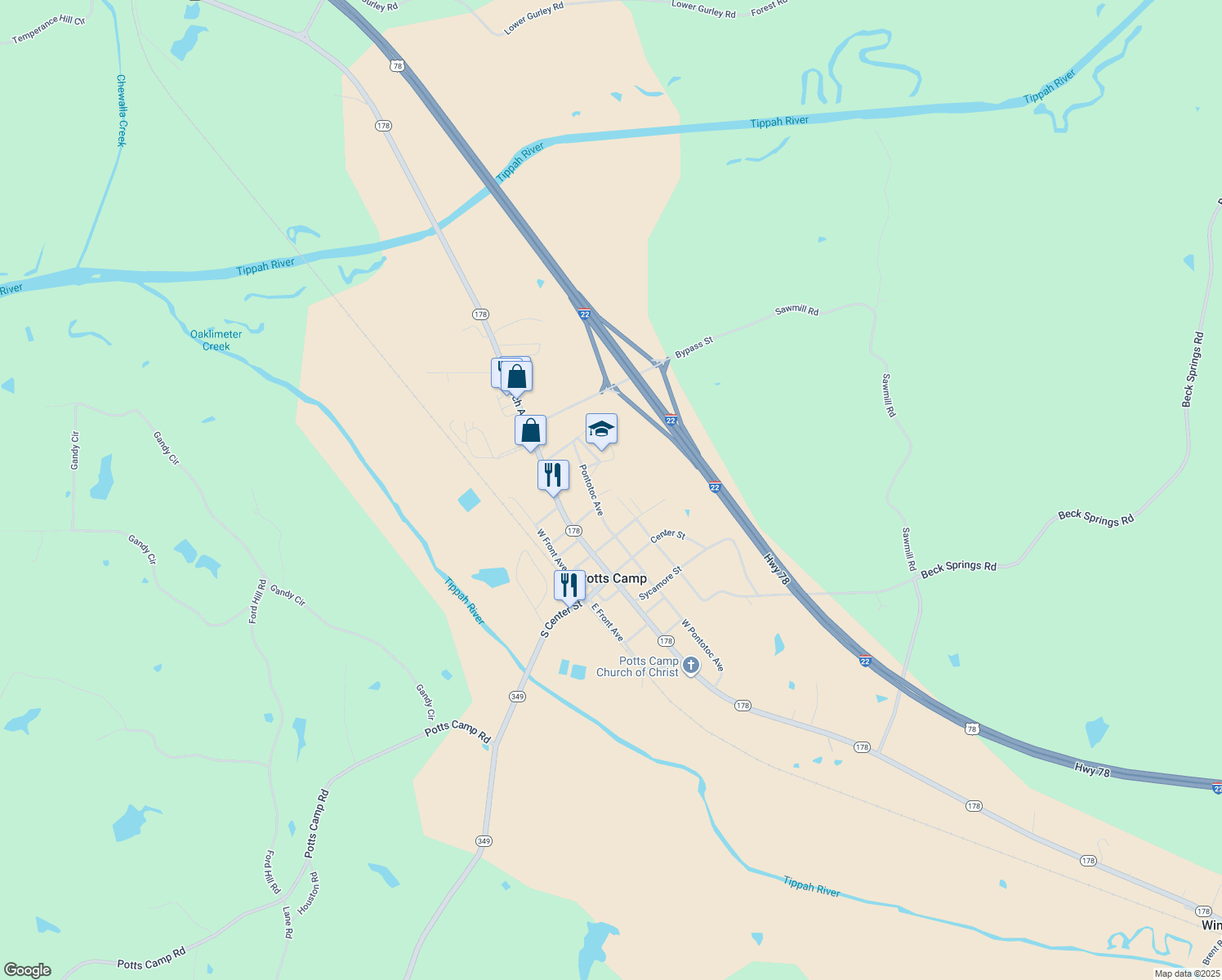 map of restaurants, bars, coffee shops, grocery stores, and more near 28 Pipkin St in Potts Camp