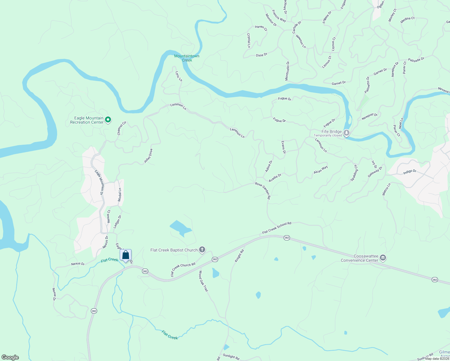 map of restaurants, bars, coffee shops, grocery stores, and more near 80 Fern Gully Way in Ellijay