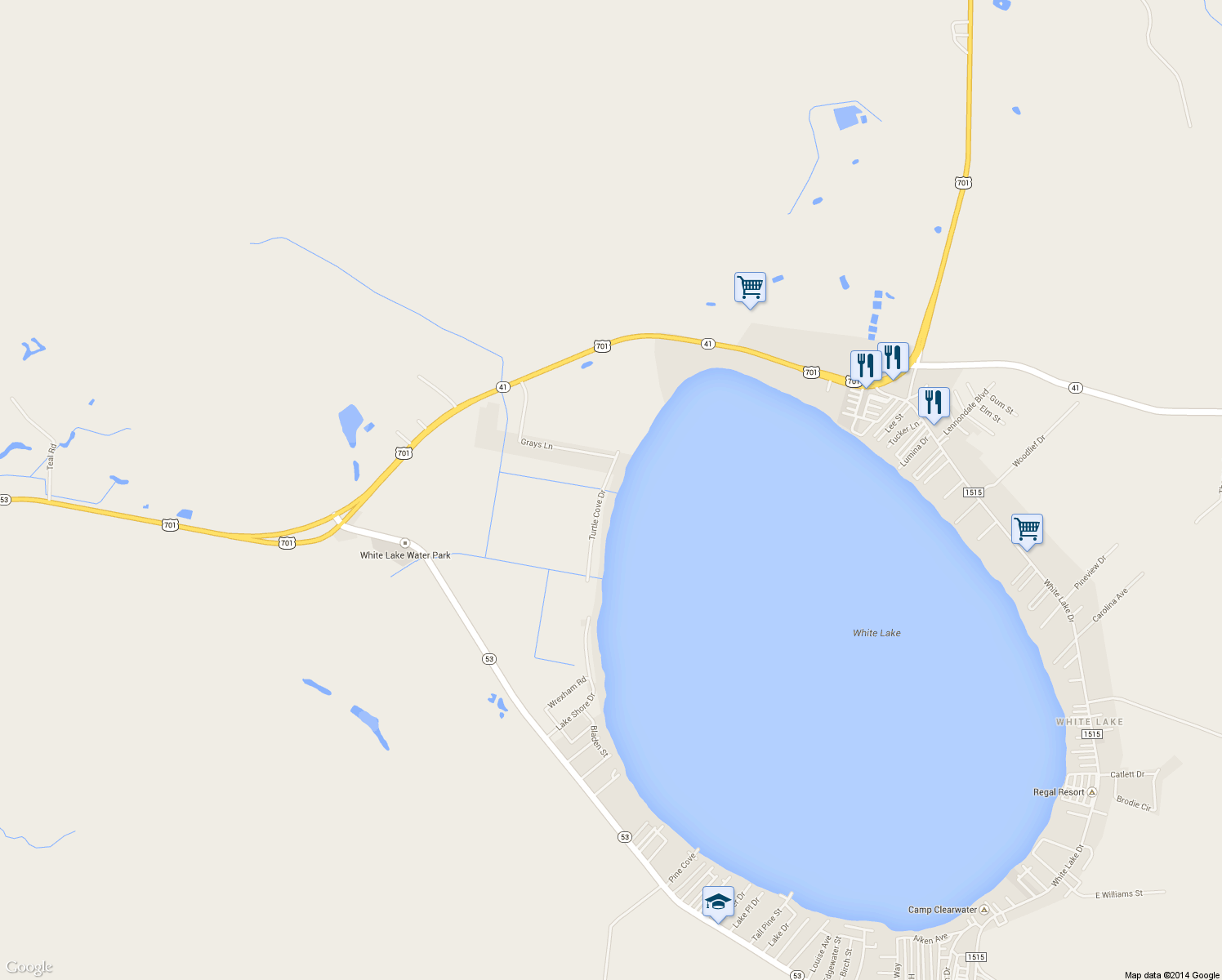 map of restaurants, bars, coffee shops, grocery stores, and more near 129 Turtle Cove Drive in Elizabethtown