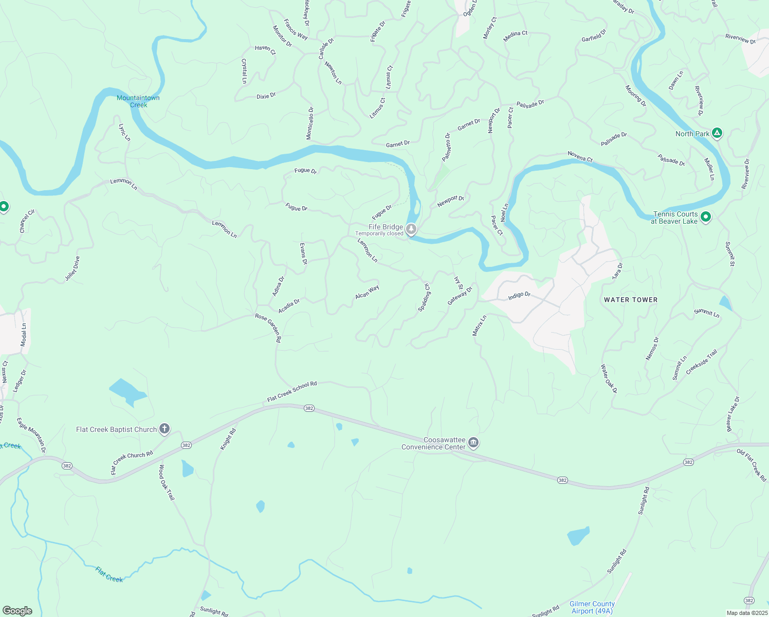 map of restaurants, bars, coffee shops, grocery stores, and more near Spalding Circle in Ellijay