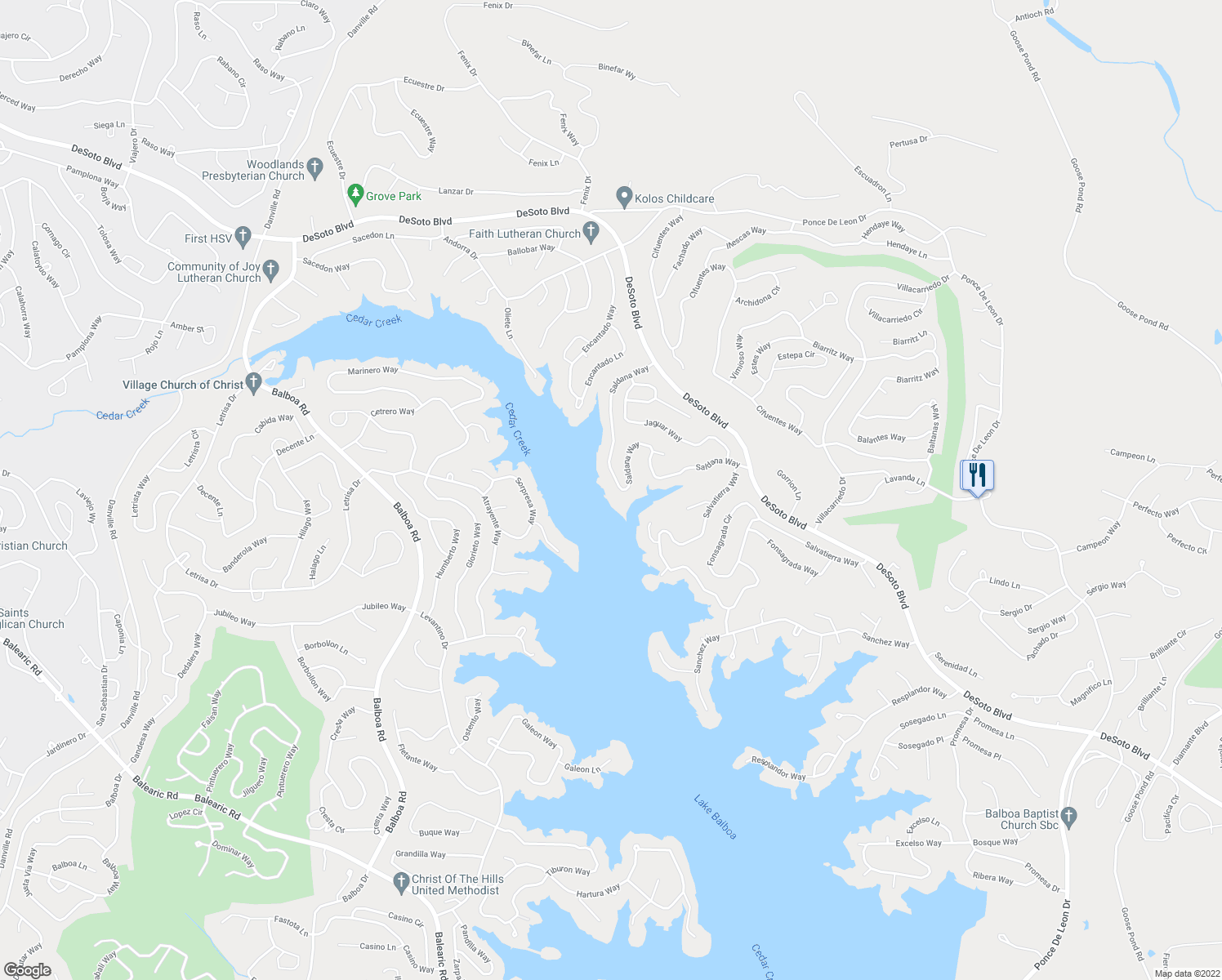 map of restaurants, bars, coffee shops, grocery stores, and more near 49 Saldana Way in Hot Springs