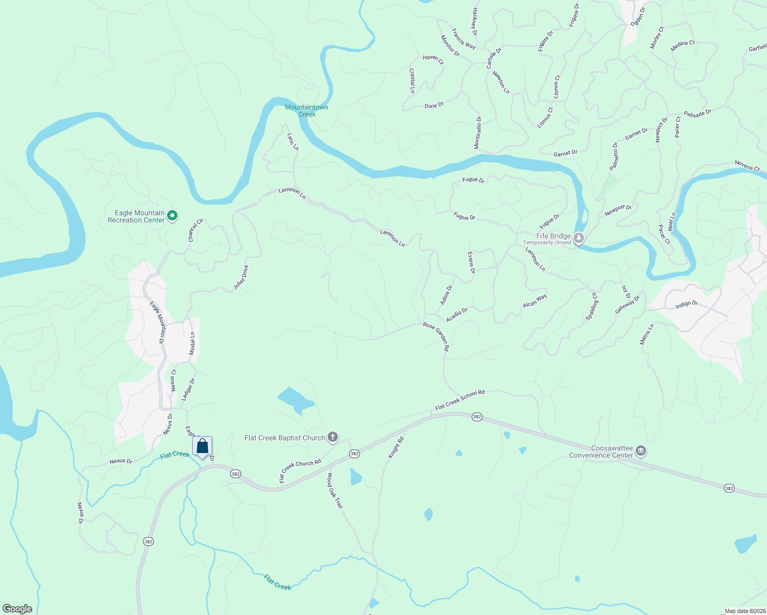 map of restaurants, bars, coffee shops, grocery stores, and more near 405 Rose Garden Road in Ellijay
