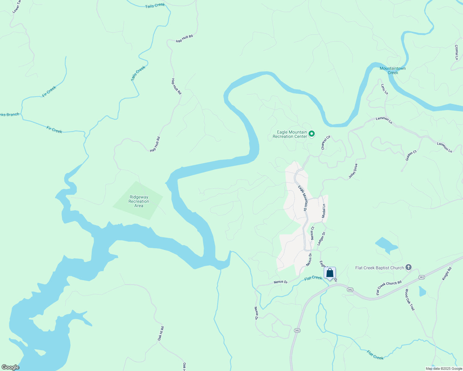 map of restaurants, bars, coffee shops, grocery stores, and more near Myna Drive in Gilmer County