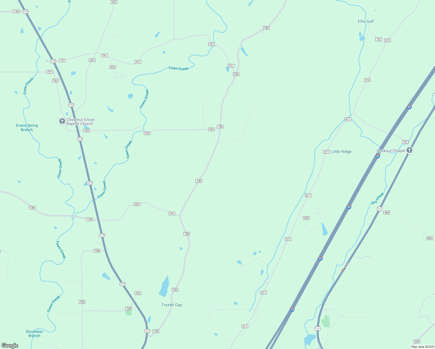 map of restaurants, bars, coffee shops, grocery stores, and more near 1558 County Road 730 in Henagar