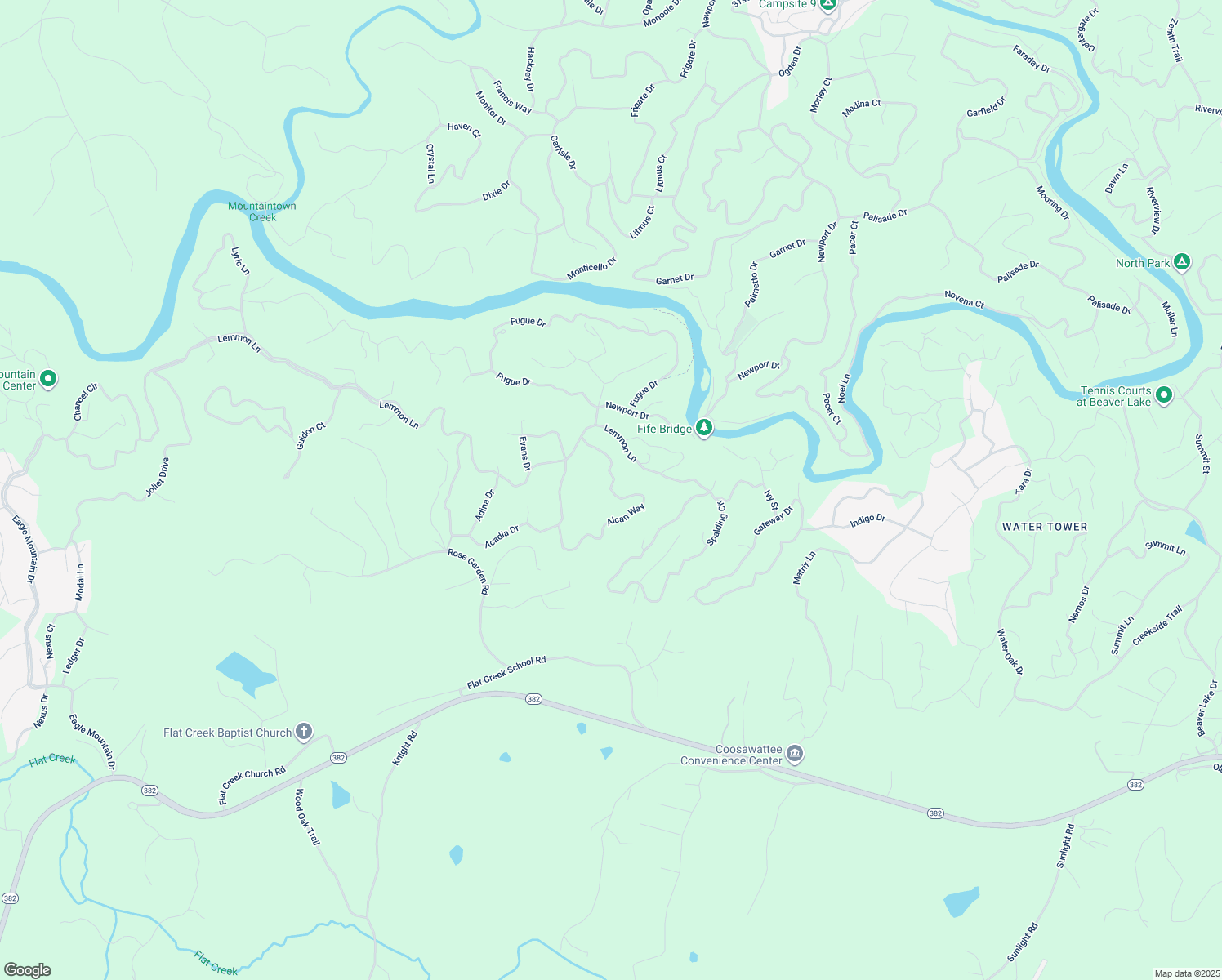 map of restaurants, bars, coffee shops, grocery stores, and more near Alcan Way in Ellijay