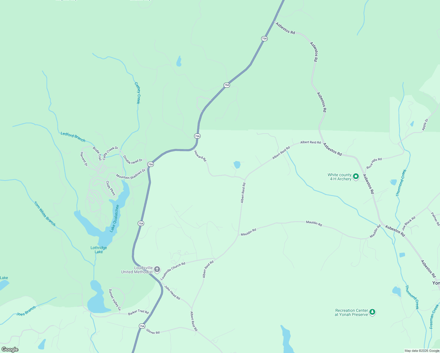 map of restaurants, bars, coffee shops, grocery stores, and more near 132 Howard Road in Sautee Nacoochee