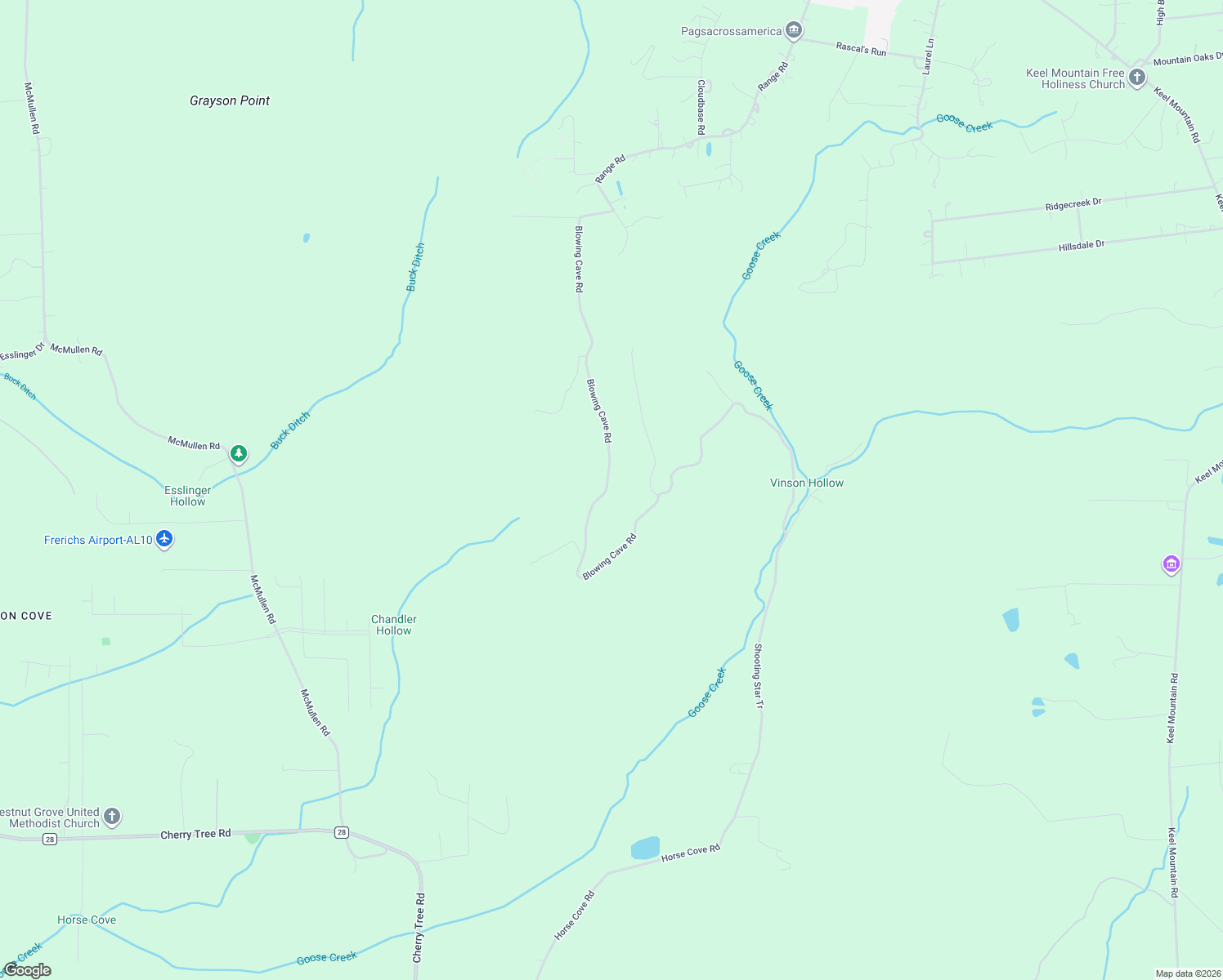 map of restaurants, bars, coffee shops, grocery stores, and more near 785 Blowing Cave Road in Gurley