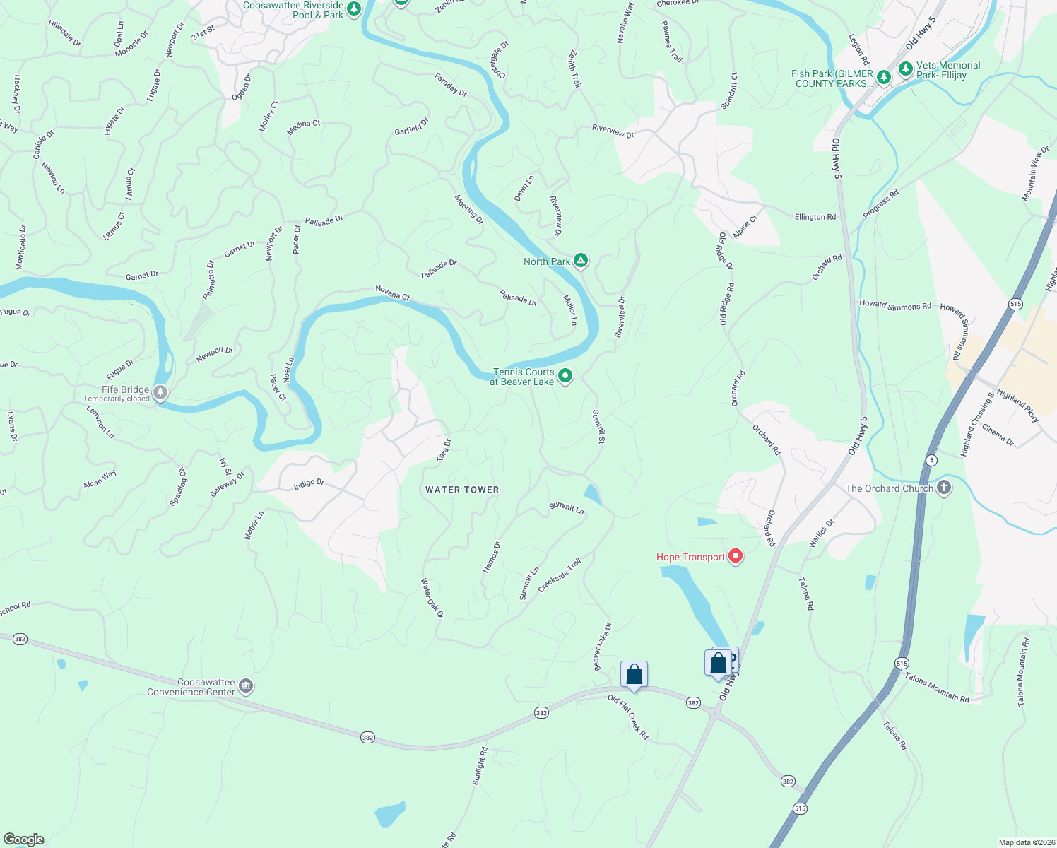 map of restaurants, bars, coffee shops, grocery stores, and more near 148 Poolside Court in Ellijay