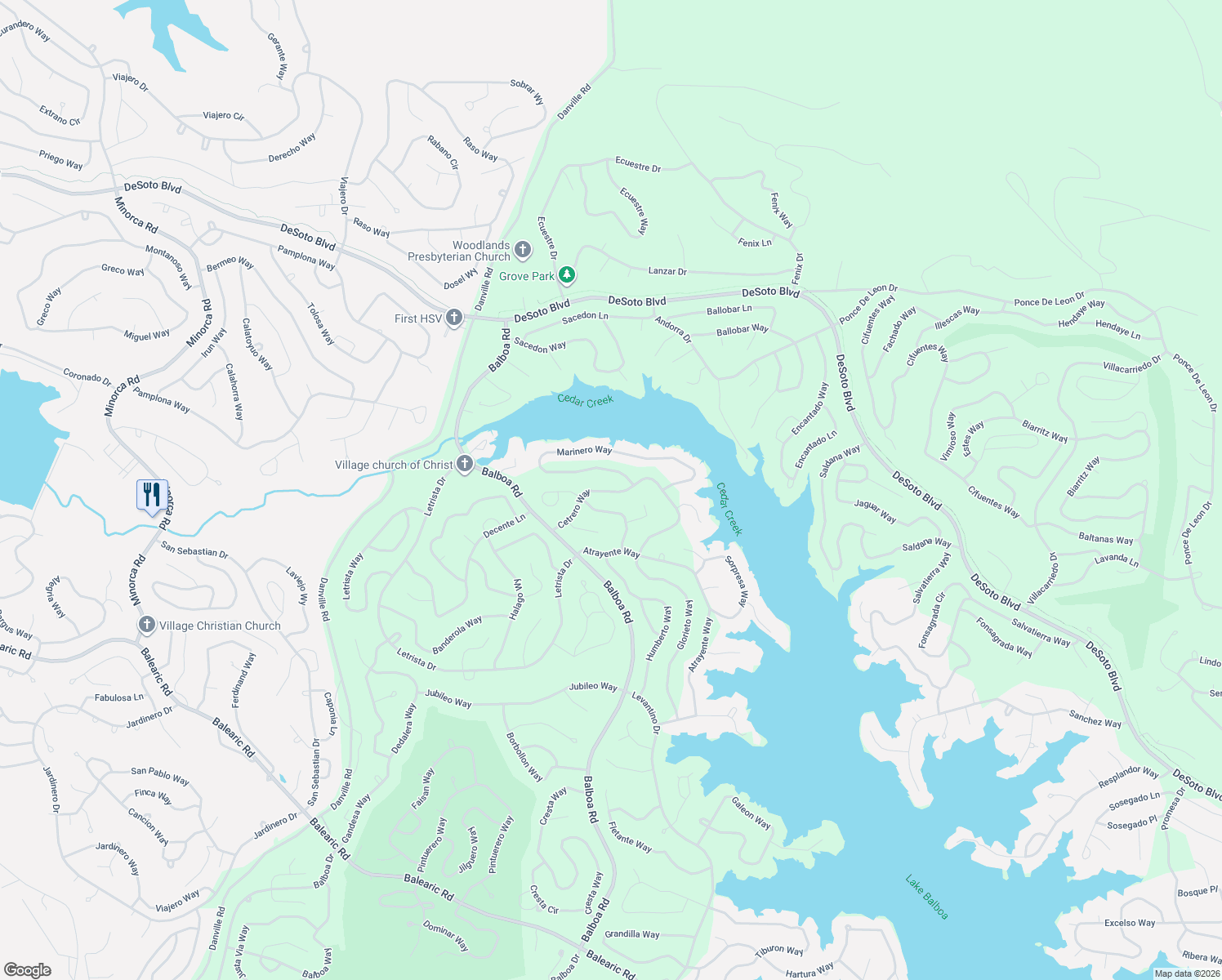 map of restaurants, bars, coffee shops, grocery stores, and more near 48 Cetrero Way in Hot Springs Village