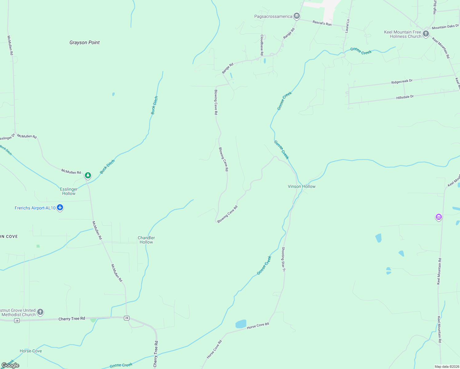 map of restaurants, bars, coffee shops, grocery stores, and more near 805 Blowing Cave Road in Gurley