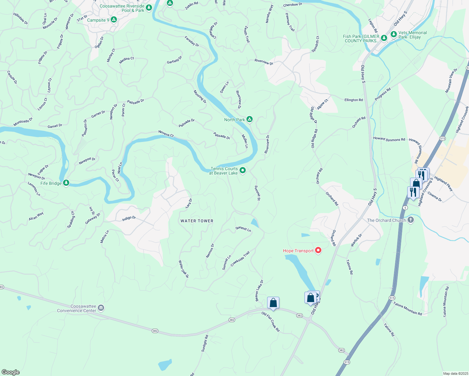 map of restaurants, bars, coffee shops, grocery stores, and more near 1200 Beaver Lake Drive in Ellijay