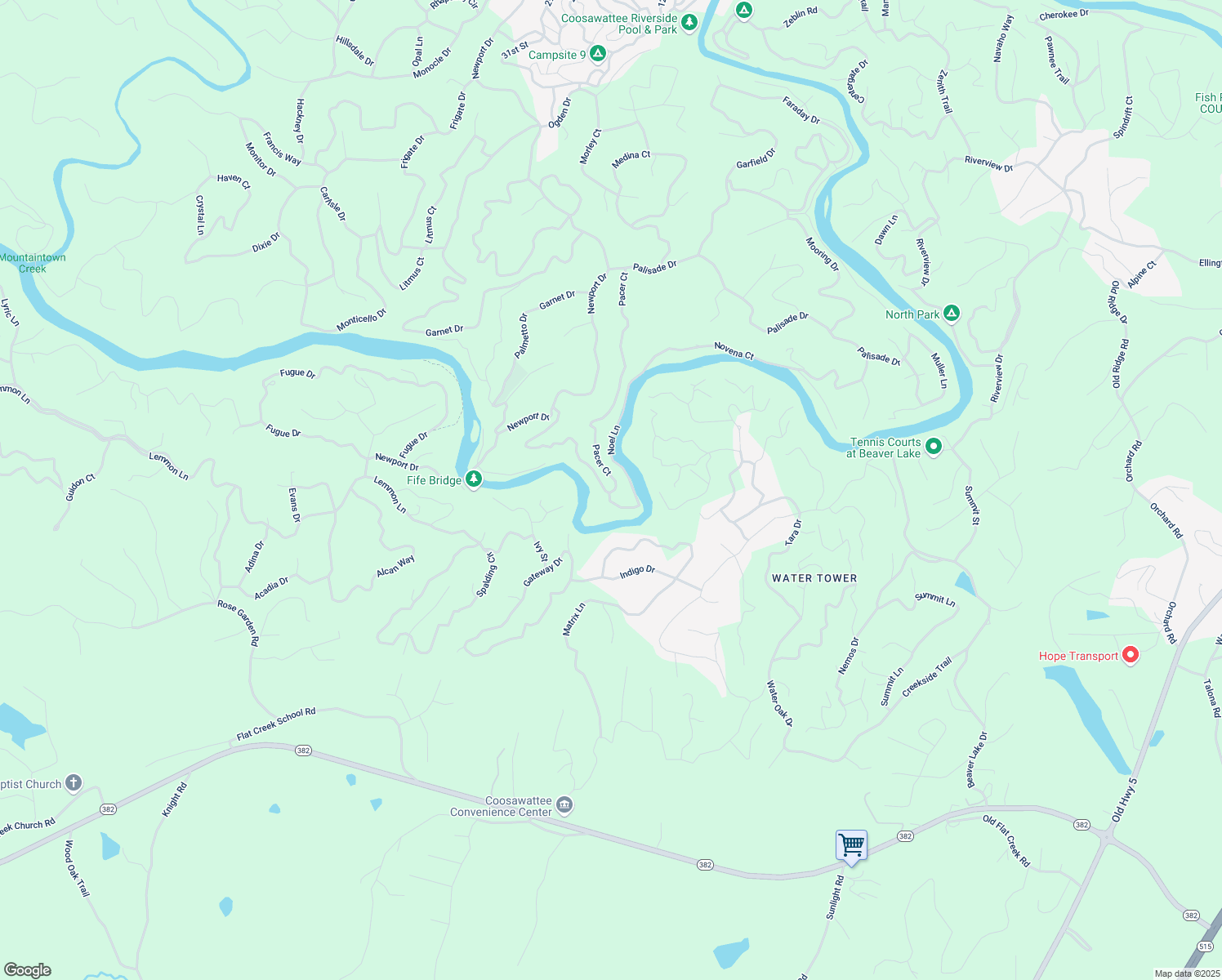 map of restaurants, bars, coffee shops, grocery stores, and more near High River Road in Gilmer County