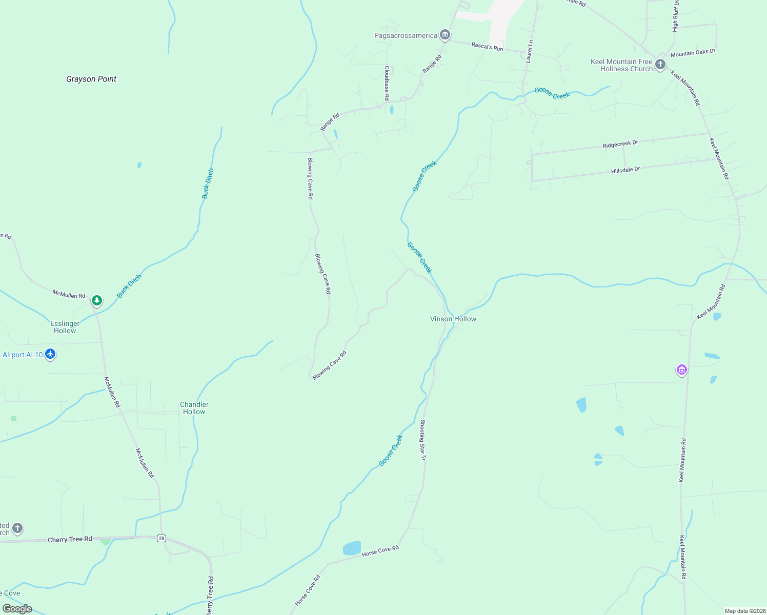 map of restaurants, bars, coffee shops, grocery stores, and more near 374 Blowing Cave Road in Gurley