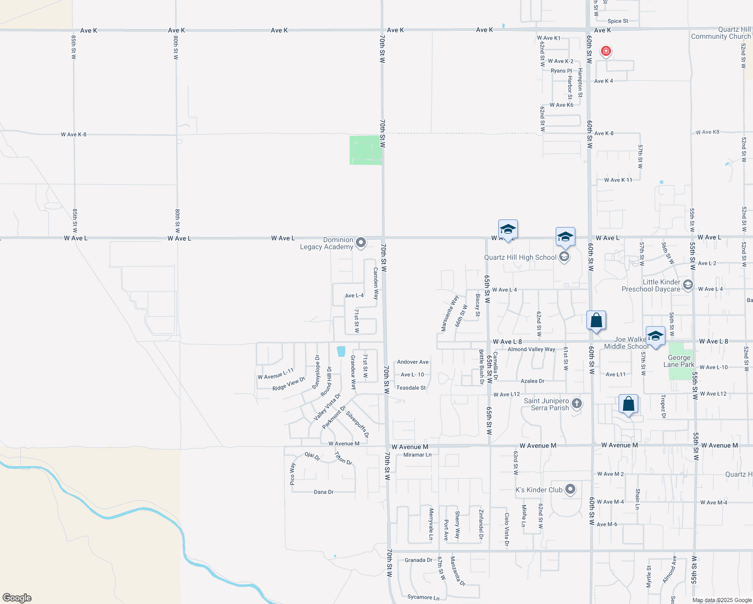 map of restaurants, bars, coffee shops, grocery stores, and more near 42539 Camden Way in Lancaster