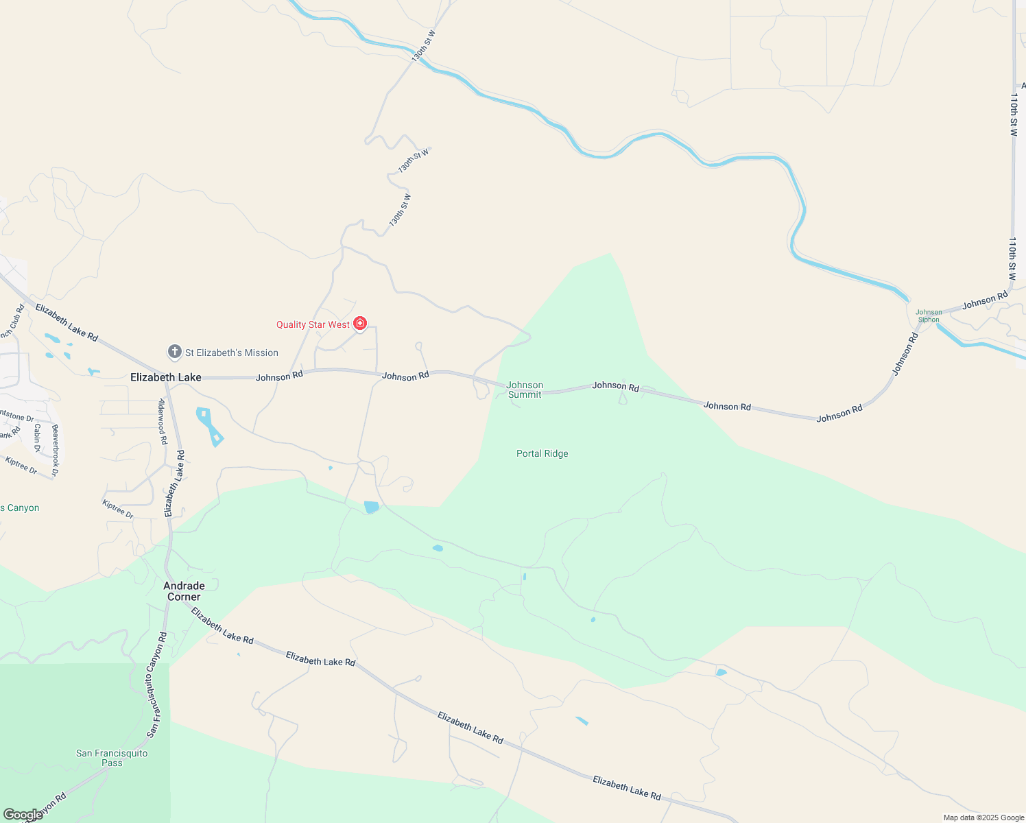 map of restaurants, bars, coffee shops, grocery stores, and more near 12716 Johnson Road in Lake Hughes
